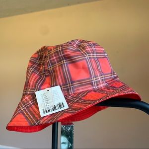 NWT UO Red Plaid Bucket Hat